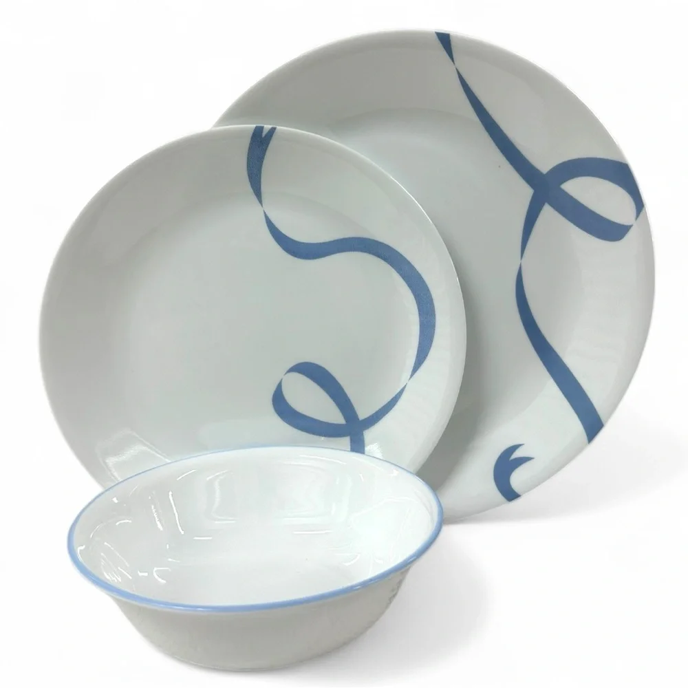 Corelle Blue Ribbon 18pc Set: 6 Plates 10.25